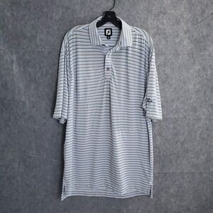FootJoy Polo Shirt Men's L‎ Gray Striped Geometric Golf Performance Lightweight